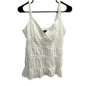 Calvin Klein Jeans White Cotton Sleeveless Top Lace Details Sz S Y2K Babydoll